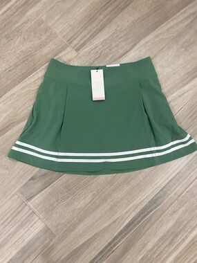 CALIA by Carrie Underwood Green Skater Tennis Skirt with White Stripes